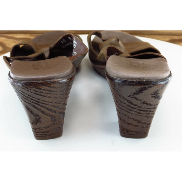 Munro Sz 10 M Brown Slide Leather Women Sandals 2820 - Picture 5 of 8